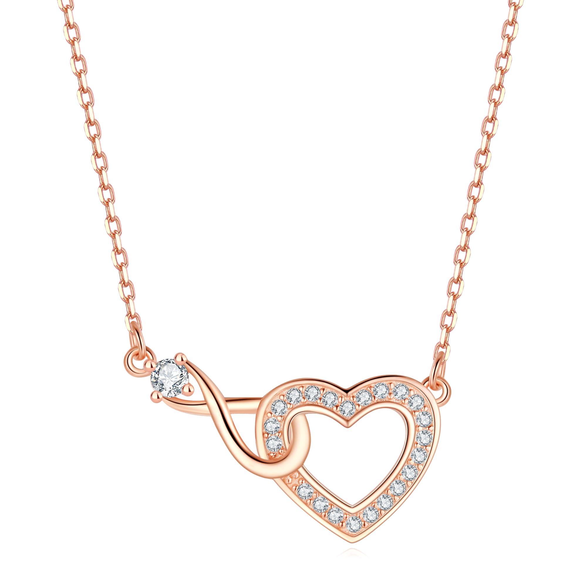 Jrêveinfini Infinito Cuore Collana Donna Bambina Argento 925 con Portagioie Regalo, Idee Regalo Natale Compleanno Donna Bambina, Regolabile 40 + 5 cm