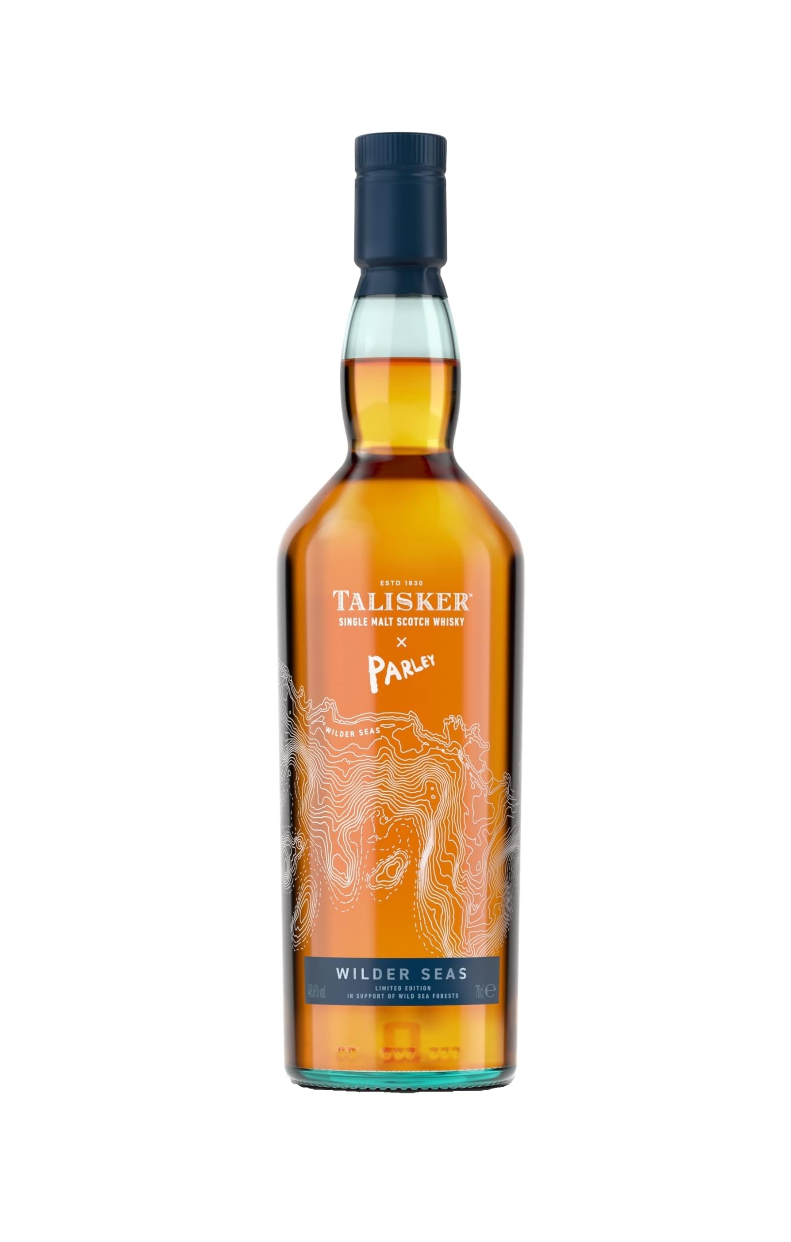 Talisker x Parley – Wilder Seas, Single Malt Scotch Whisky, Limitierte Edition, Flasche aus 100 % recyceltem Glas, Geschenk für Whisky-Liebhaber, 48,6 % vol, 700 ml Einzelflasche