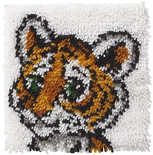 Image of Wonderart Tiger Cub Latch Hook Kit, 12 inch X 12 inch