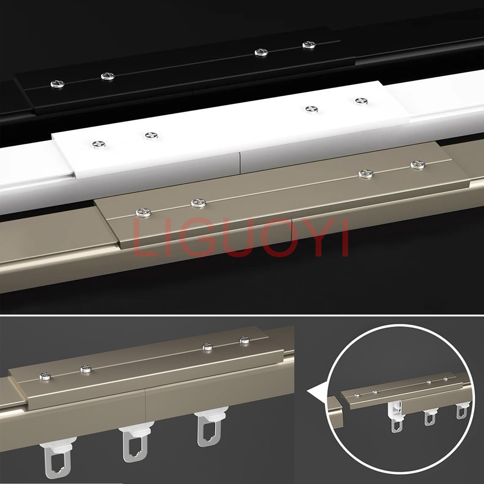 Szyna do zasłon do montażu sufitowego, 120-560 cm, aluminiowy karnisz do dzielenia pokoju, dźwiękoszczelna szyna do paneli, system kurtyn ślizgowych, idealna do użytku domowego i biurowego