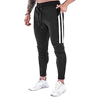 Suwangi Pantaloni Tuta Uomo Palestra Running della Allenamento Slim Fit Design a Righe con Tasche Zip