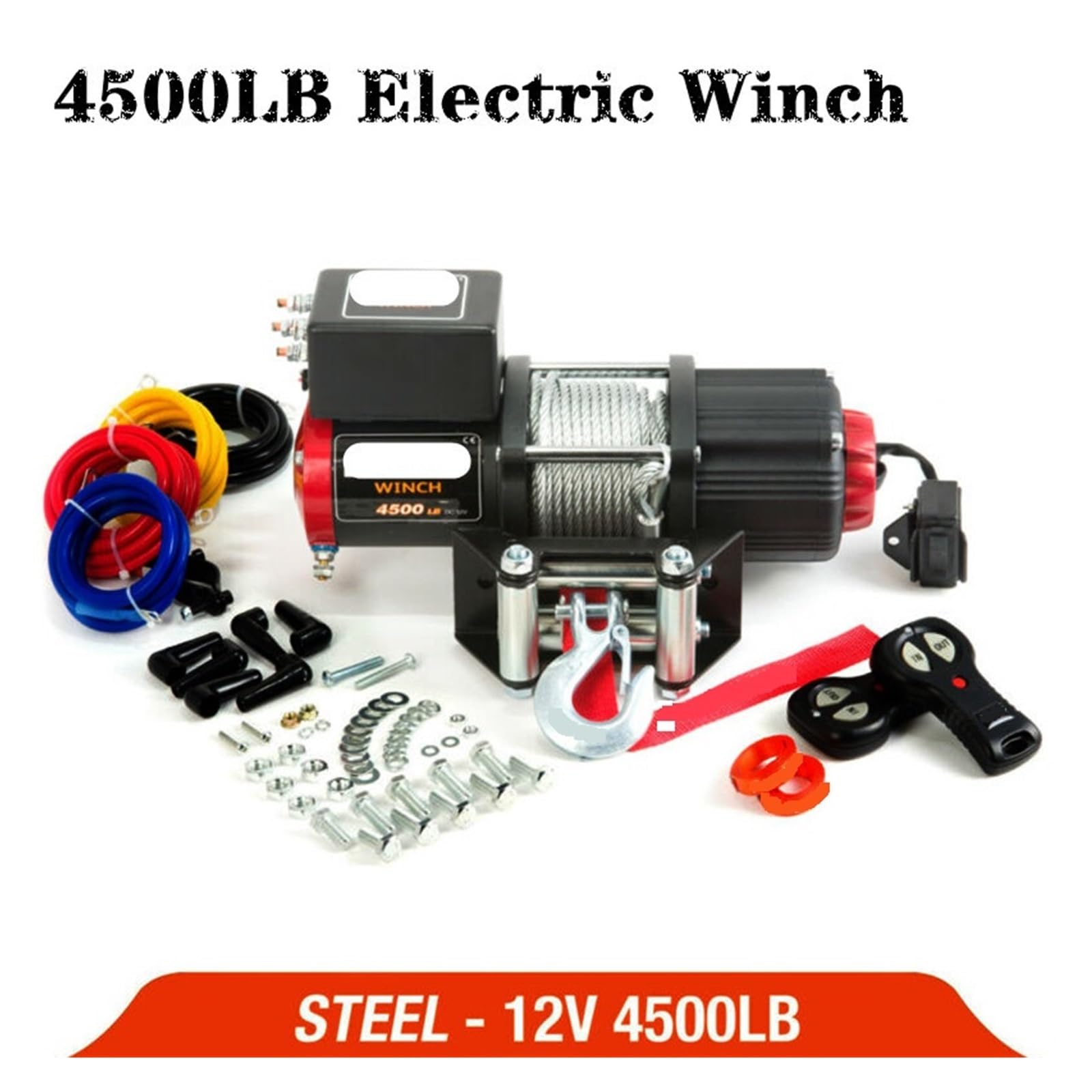 Verricello Elettrico 12V 4500lb Telecomando Set Heavy Duty ATV Rimorchio Verricello Elettrico in Acciaio Ad Alta Resistenza Potente Sicuro