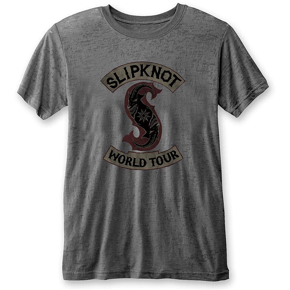 Slipknot 'World Tour' (Grey) Burnout T-Shirt (Large)
