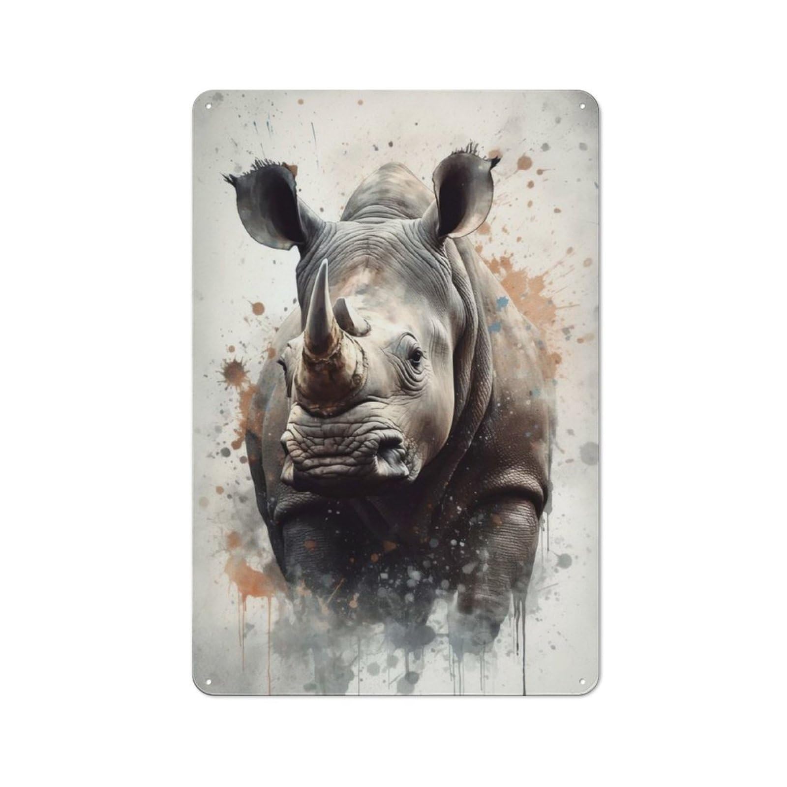Rustic Tin Sign 30x20cm Featuring Rhinoceros Beauty for Living Room Wall, for Room Styling Across Living Rooms And Feature Walls