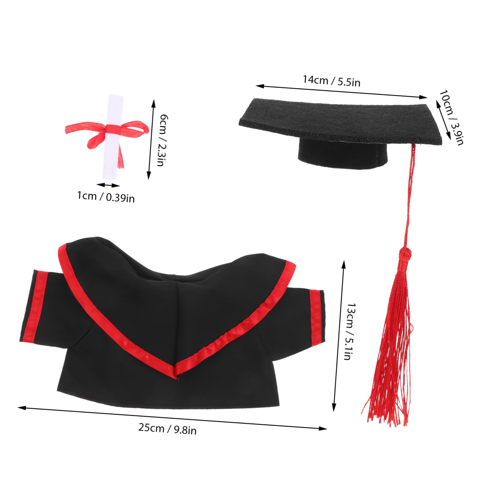 SOLUSTRE Plush Bear Graduation Costume Set Adorable Graduation Cap Gown Certificate for Stuffed Animals Decor Outfit for Plush