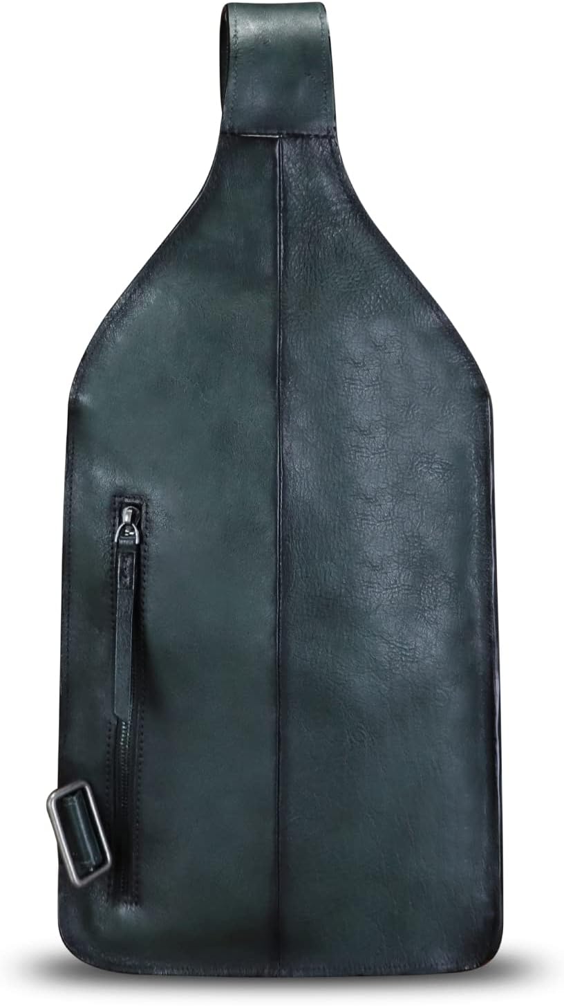 Genuine Leather Sling Bag for Men Handmade Retro Crossbody Backpack Purse Hiking Daypack Chest Shoulder Fanny Pack - Image 3