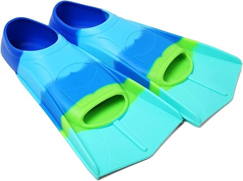 Miniatura 7 de Aletas de natación para niños, aletas cortas para niños y jóvenes, aletas de natación para entrenamiento de natación para niños, niñas, niños Azul,