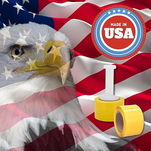 Vista 45 de PSBM - Mini envoltura elástica negra con asa, paquete de 12, 5 pulgadas x 1000 pies, calibre 80, adhesivo de plástico de tinte oscuro/opaco