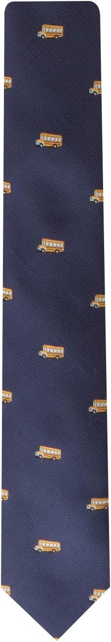 AUSCUFFLINKS School Bus Neckties for Him | Woven Skinny Neck Ties | Present for Work Colleague Men Guys Dad (SCHOOL BUS)