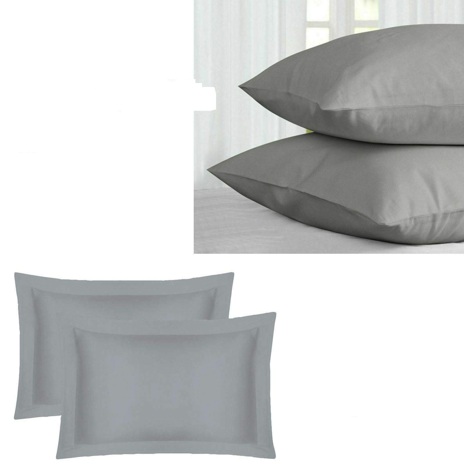 Comfort Collections New 200TC Thread Count 100% Egyptian Cotton Pillow Case Pair Housewife 50cm x 75cm Approx Grey