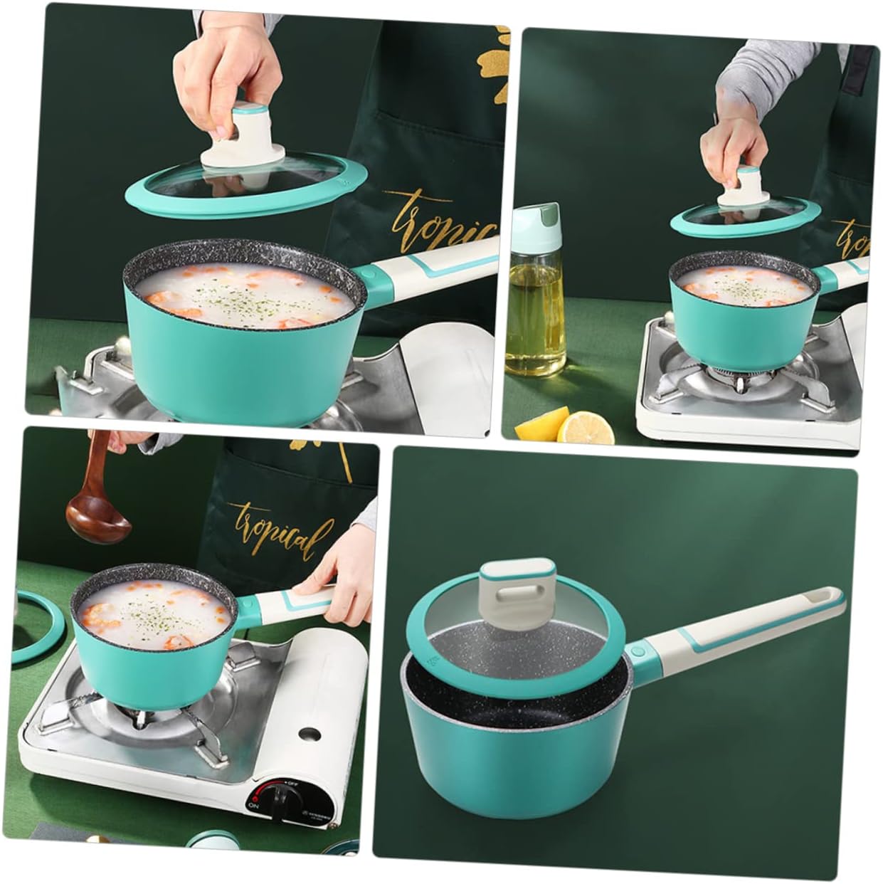 PRETYZOOM Stainless Steel Milk Pot Composite Bottom Mini Nonstick Saucepan for Milk Soup and Noodles Medical Stone Cookware for Everyday Use