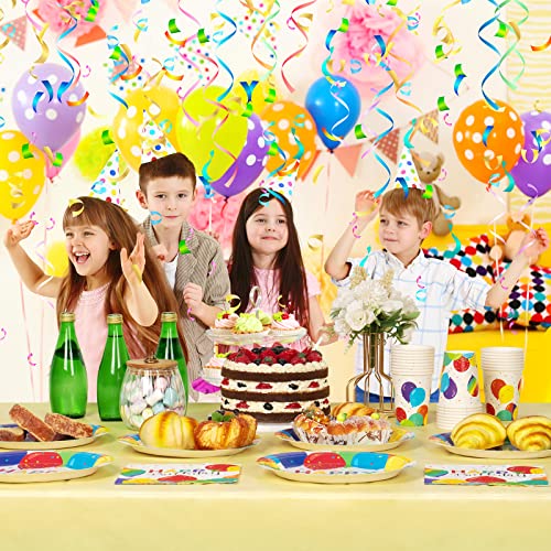 Decorlife Birthday Party Supplies Serves 24, Birthday Plates, Napkins, Paper Cups For Kids Adults Girls Boys, Rainbow Confetti Balloons Designs, Total 72Pcs #TOP5