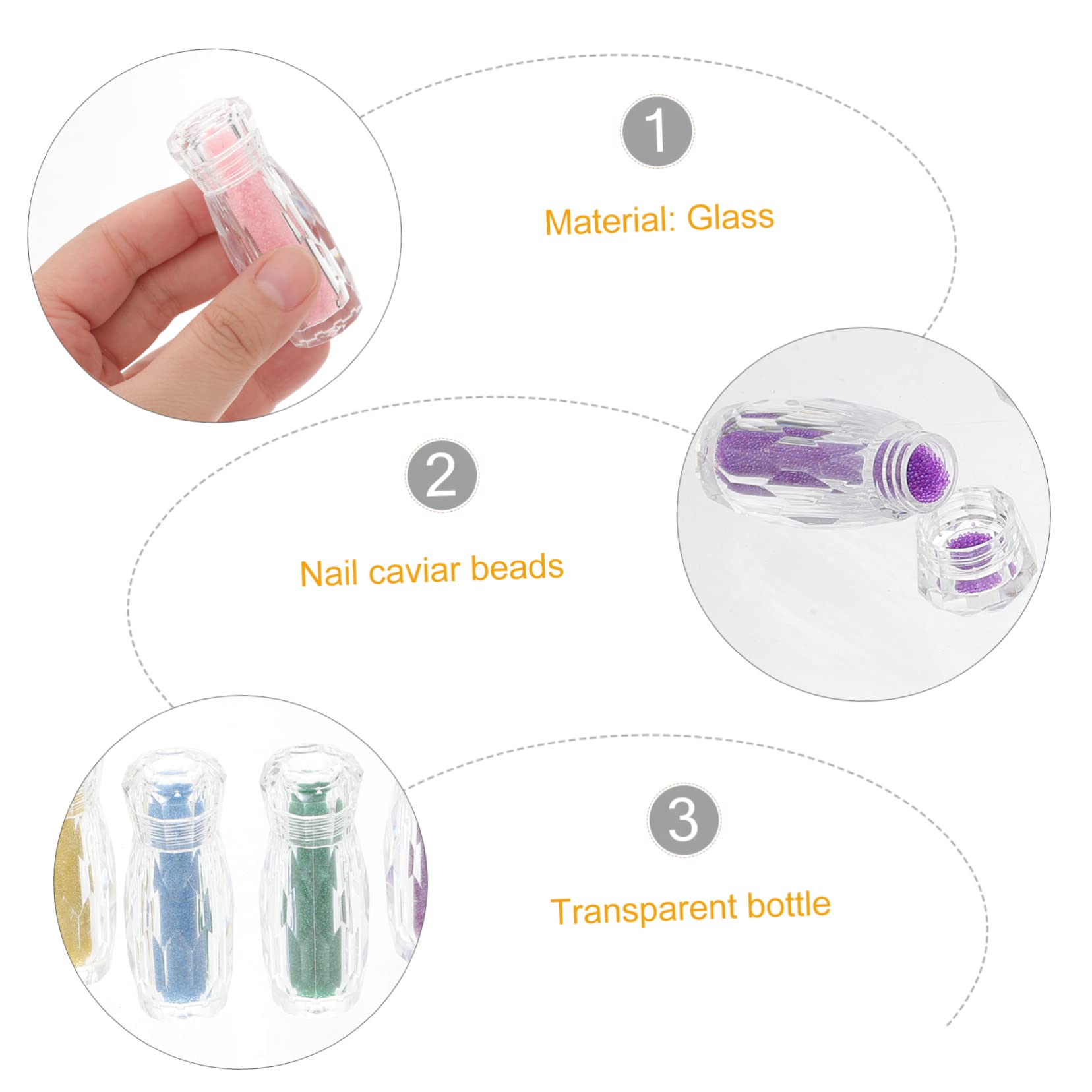 Cuentas de Caviar para Uñas de Vidrio 10 Botellas Microperlas