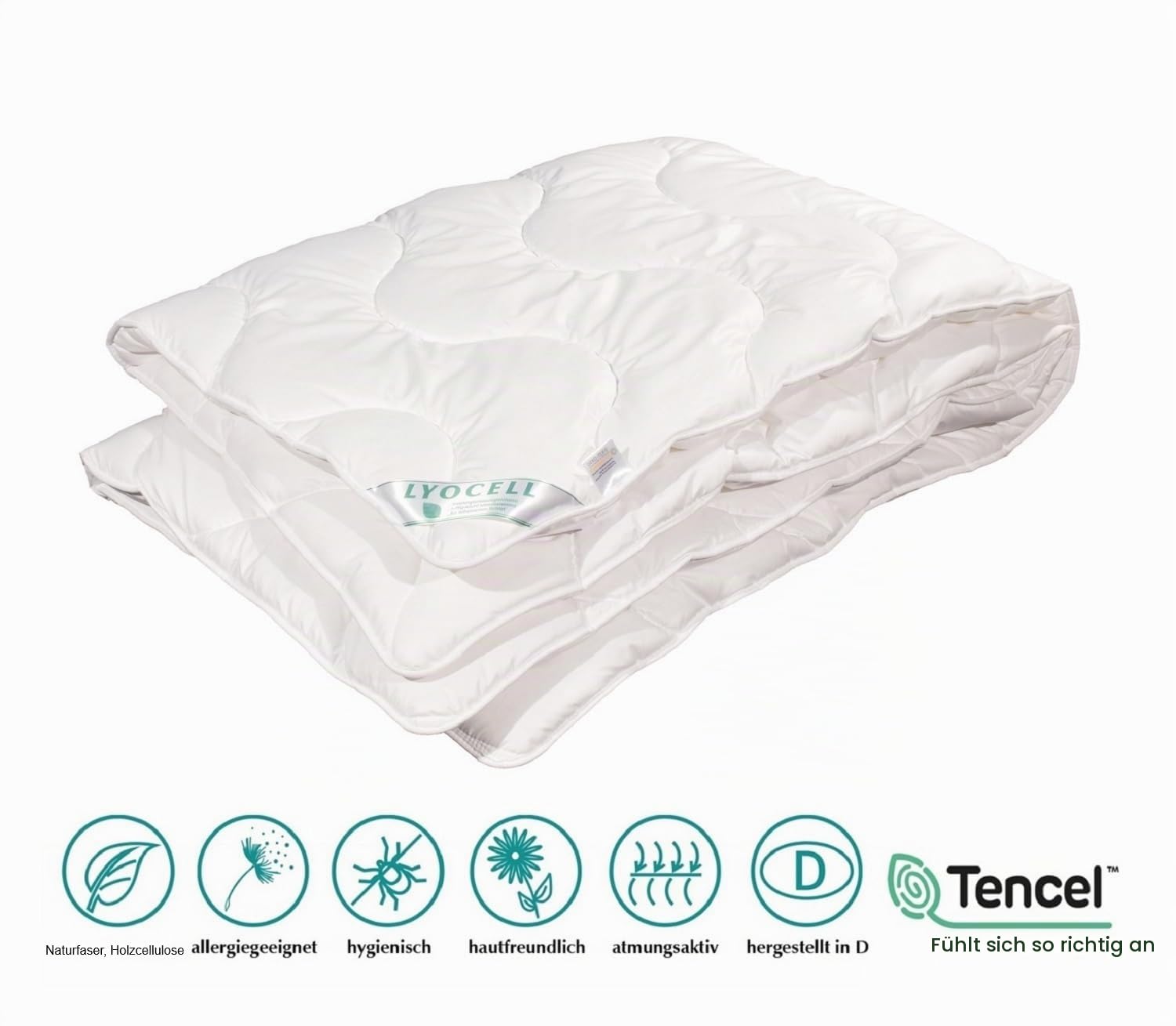 Bach's Betten Welt Ganzjahresdecke Lyocell Tencel 100% Natur Duo Decke sehr hoher Schlafkomfort Bezug 100% Baumwolle - Duo Decke Lyoba (135 x 200 cm)