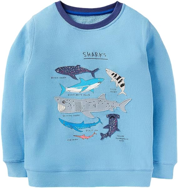Image of Krystle Kids Winter Sweatshirt for Boys & Girls | Full Sleeve Printed Sweatshirt | Warm Round Neck Pullover | Winter Wear for Children (Blue,Multisize)