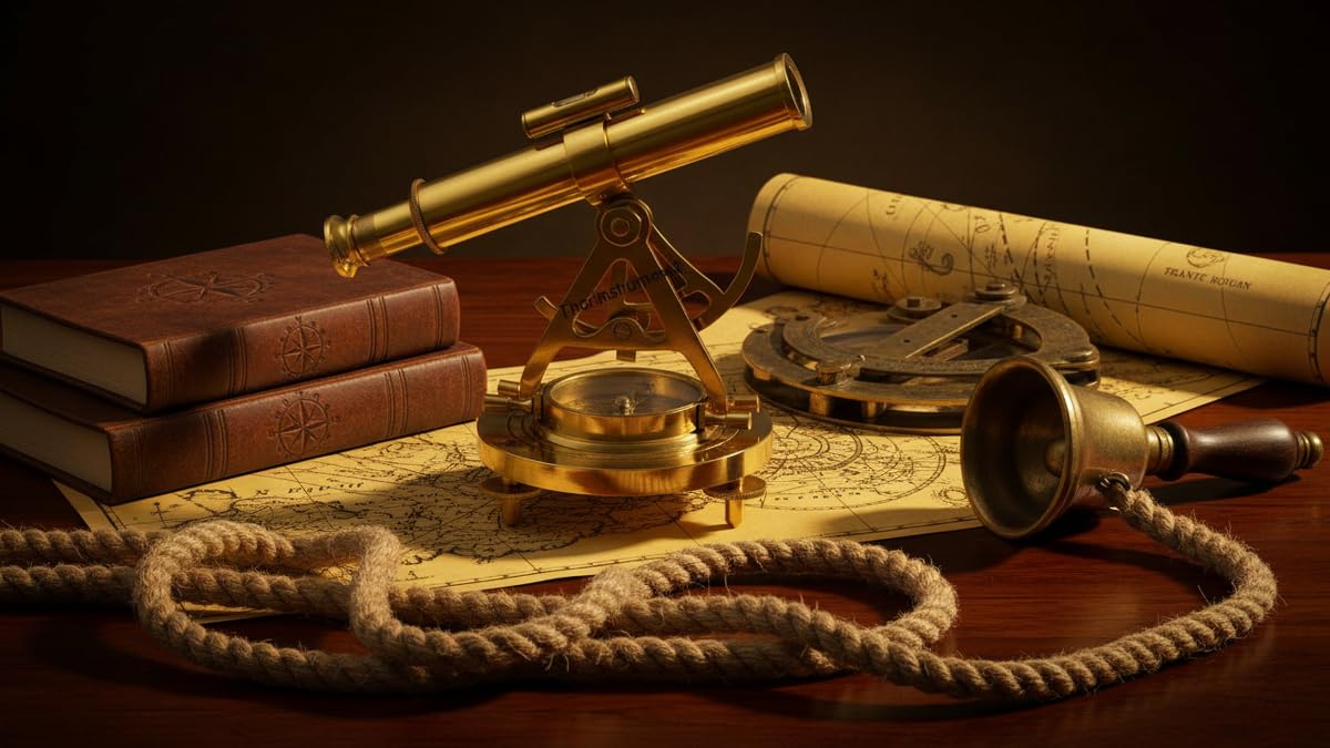 Thor Instruments. Co Télescope Alidade Miniature de collection avec boussole nautique antique en laiton