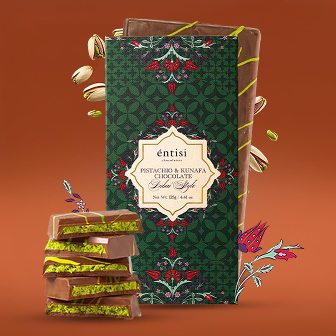 Kunafa Chocolate Bar Dubai, Pistachio Kunafa Chocolates, Dubai Chocolate, Rich Pistachio Filling, Crispy Kunafa Milk Chocolate, Middle Eastern Sweets, Perfect for Snacking, Gifting & Dessert Lovers