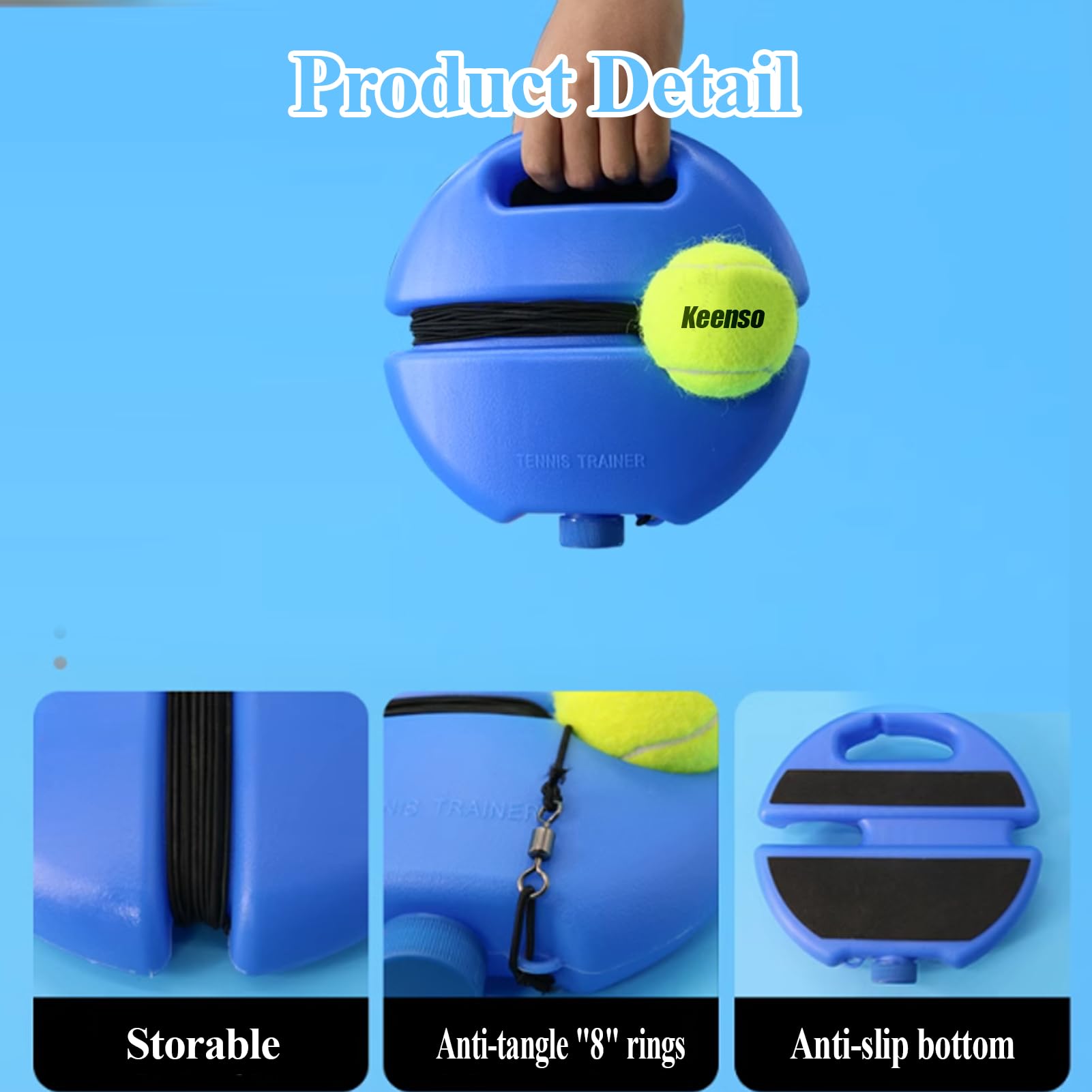 Allenatore Di Tennis Con Base E Palla - Strumento Per Allenamento Da Soli, Per Principianti E Bambini - Foto 5