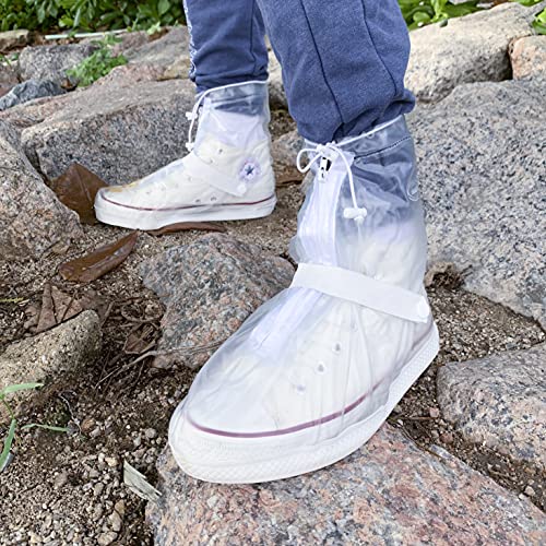 DJZSSXLW Rain Boot Waterproof Shoes Cover Women Men Kids Reusable PVC Rubber Sole Overshoes Galoshes 1 Pair (Transparent,2XL)