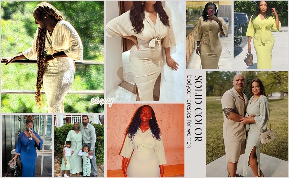 SISKIN Fall Dresses for Women 2025, Long Sleeve Maxi Split V Neck Solid Color Elegant Formal Cocktail Casual Dresses - Image 6