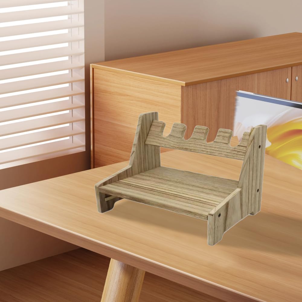 MiOYOOW Porta Pistola in Legno, Supporto per Pistole Contiene da 4 a 6 per Esposizione, Espositore per Pistola per Maggior Parte delle Pistole all'Interno