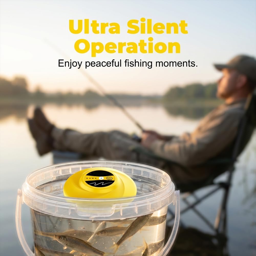 Floating Bait Aerator, IPx7 Floating & Rechargeable Bait Bucket Aerator, Floating Oxygen Pump for Fish Tank & Livewell, Rechargeable Aerator for Bait Transportation