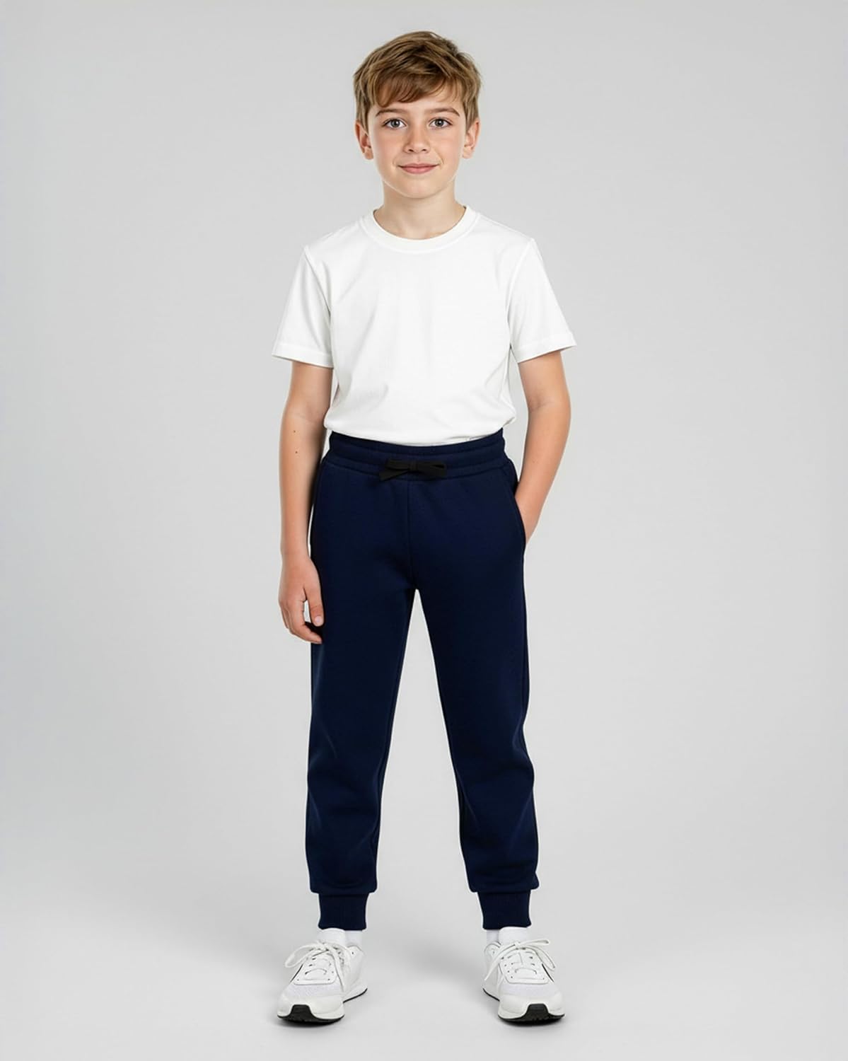 Real Essentials 3 Pack: Boys' Cotton Fleece Jogger Sweatpants - Active Athletic Youth Pants for Teens with Pockets - Image 4