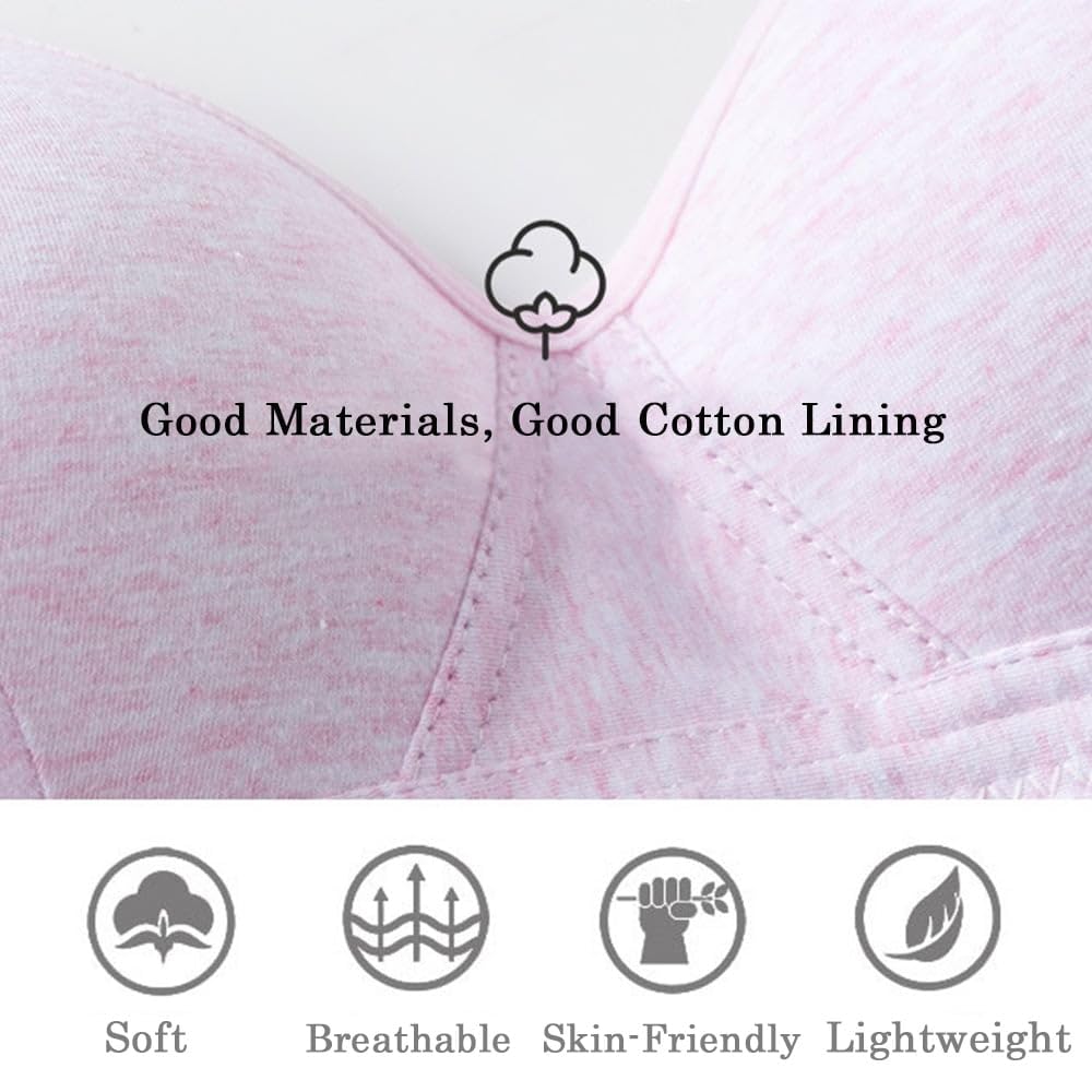 Bysion Reggiseni per Ragazze Adolescenti 3 Pezzi Cotone Traspirante Senza Cuciture Sportivo Intimo Reggiseno Bralette per Bambine per 12-18 Anni Bambini e Donne