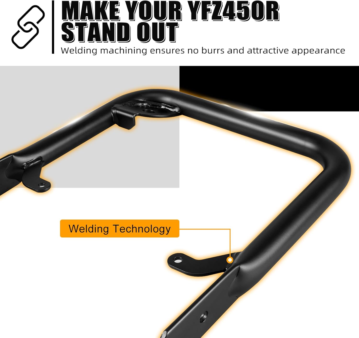 NICECNC Rear Grab Bar Bumper Carbon Steel Compatible with Yamaha YFZ450R 2009-2023, YFZ450R SE 2009-2019 2020 2021 2022 2023, YFZ450X 2010-2011 Black