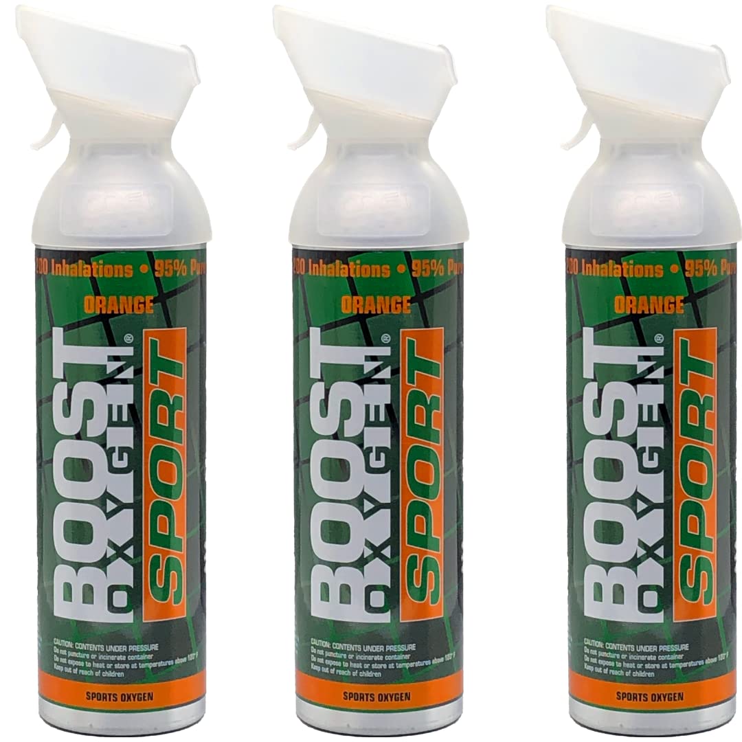 Boost OxygenSport- 10 Liter 3 Pack - Performance Orange Aroma. The Original Portable Oxygen Can for All-Natural Respiratory Support - Seen on Shark Tank!