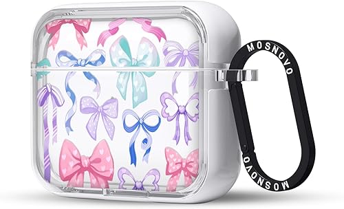 Miniatura 230 de MOSNOVO Funda protectora transparente para AirPods Pro 3, con anillo de metal duro de lujo de doble capa a prueba de golpes, diseñado para AirPods