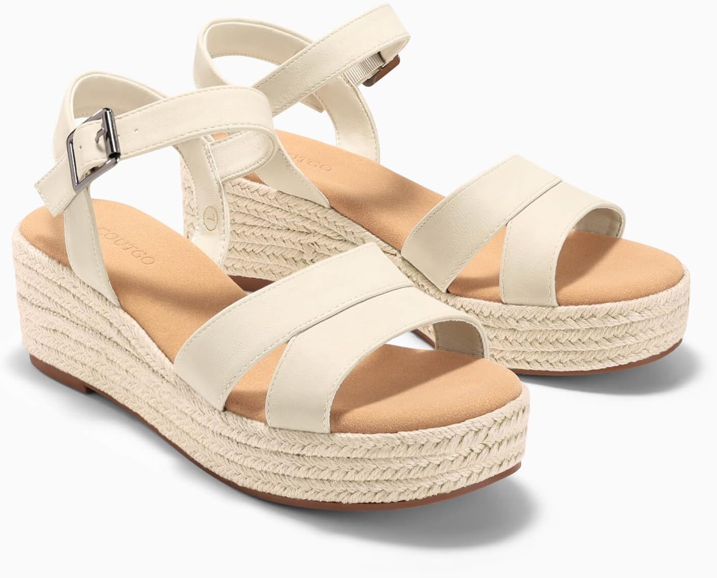 Coutgo Womens Wedge Platform Sandals Espadrille Heels Open Toe Buckle Ankle Strap Summer Shoes - Image 6