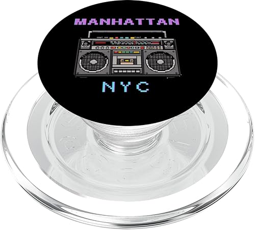 Miniatura 7 de Manhattan Boombox Retro NYC Pixel Art PopSockets PopWallet for MagSafe