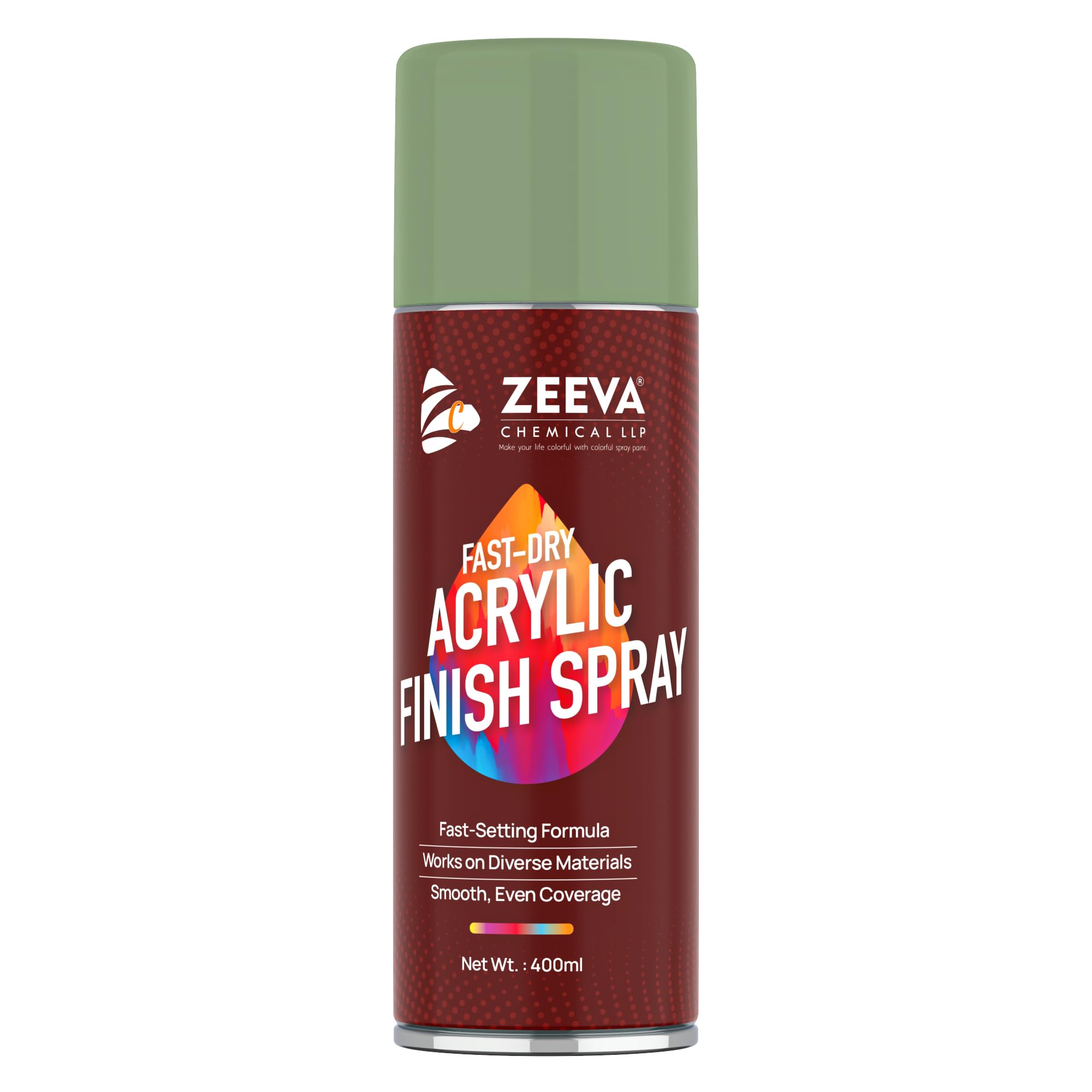 ZEEVA Acrylic Spray Paint, 400ml, Pista Green Gloss Finish, Quick Dry Multi Surface Paint for Wood, Metal, Plastic, Glass, Canvas, Professional Grade-image-30