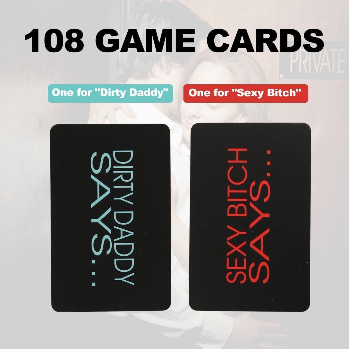 Bedroom Commands Sex Cards, Fun Sex Bedroom Games for Couples, Couples Pleasure Games, BDSM Game, 108 Cards, 54 for Dirty Daddy Says and 54 for Sexy Bitch Says Romantic Intimacy Card for Anniversary