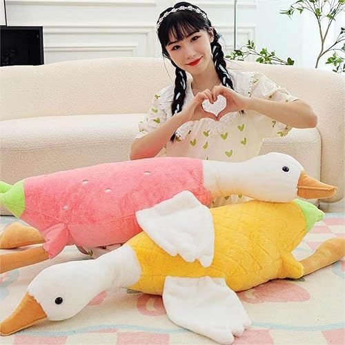 Miniatura 6 de Yuthsona Almohada gigante de ganso de peluche, lindo animal de peluche de ganso de fruta, súper suave, almohada divertida de felpa de pato, almohada