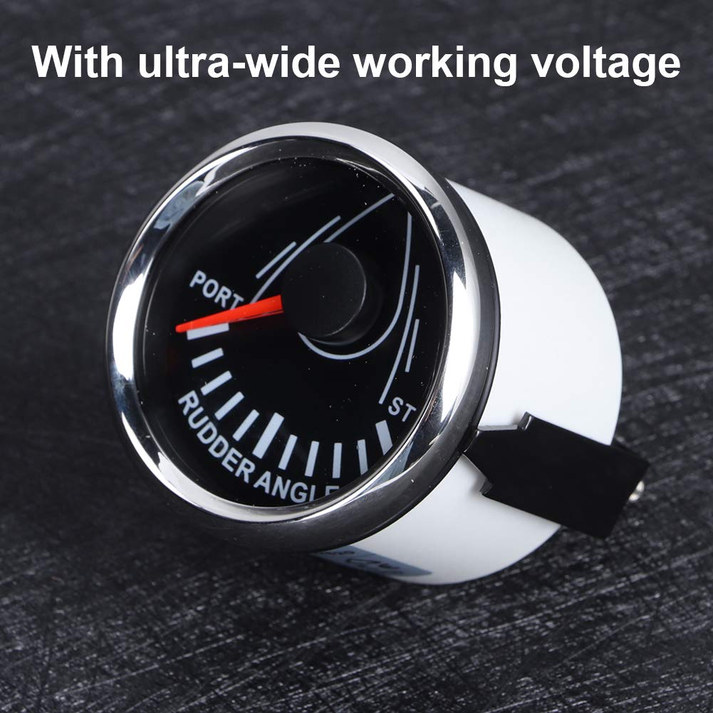 Indicatore Angolo Timone Barca 52mm, Segnale 0-190ohm, Voltaggio 9-32V, Quadrante con Retroilluminazione Rossa - Impermeabile IP67, Alta Precisione, Adatto a Yacht e Imbarcaz (Copertura argentata