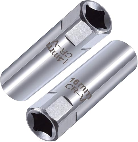 OSOF - Juego de llaves de bujía de 0.551 in y 0.630 in, herramienta de extracción de 12 puntos, juego de unidad cuadrada de 3/8 pulgadas