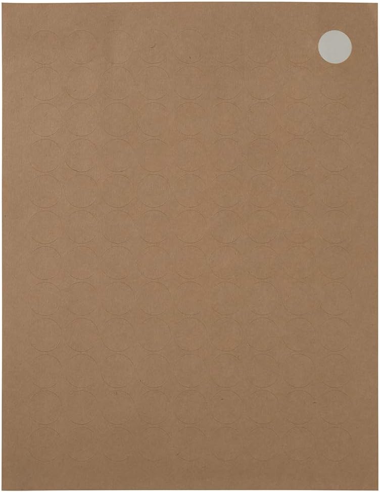 JAM PAPER Circle Label Sticker Seals - 0.75 Inch Diameter - Brown Kraft - 108 Round Labels/Pack