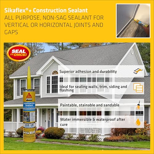 Image of SIKA Sikaflex Construction Sealant - Aluminum Gray, Paintable Polyurethane, All-Purpose for Sealing Joints & Gaps, 10.1 fl. oz Cartridge - Weatherproof, Durable, Self-Leveling, Non-Corrosive