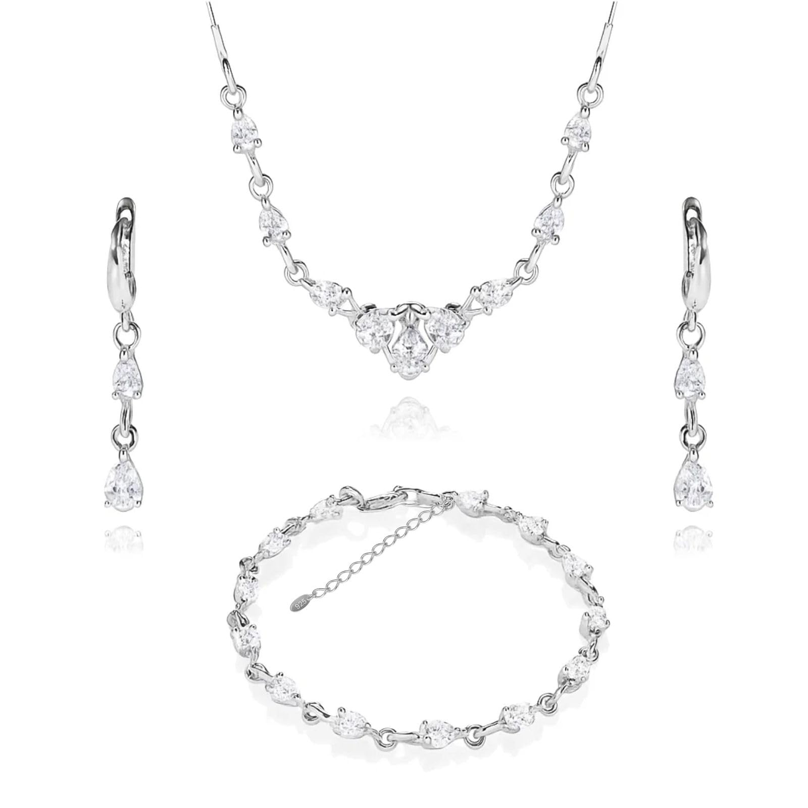LILLY MARIE Brautschmuck Set Mit Weißen Zirkonia Aus 925 Silber Sterlingsilber