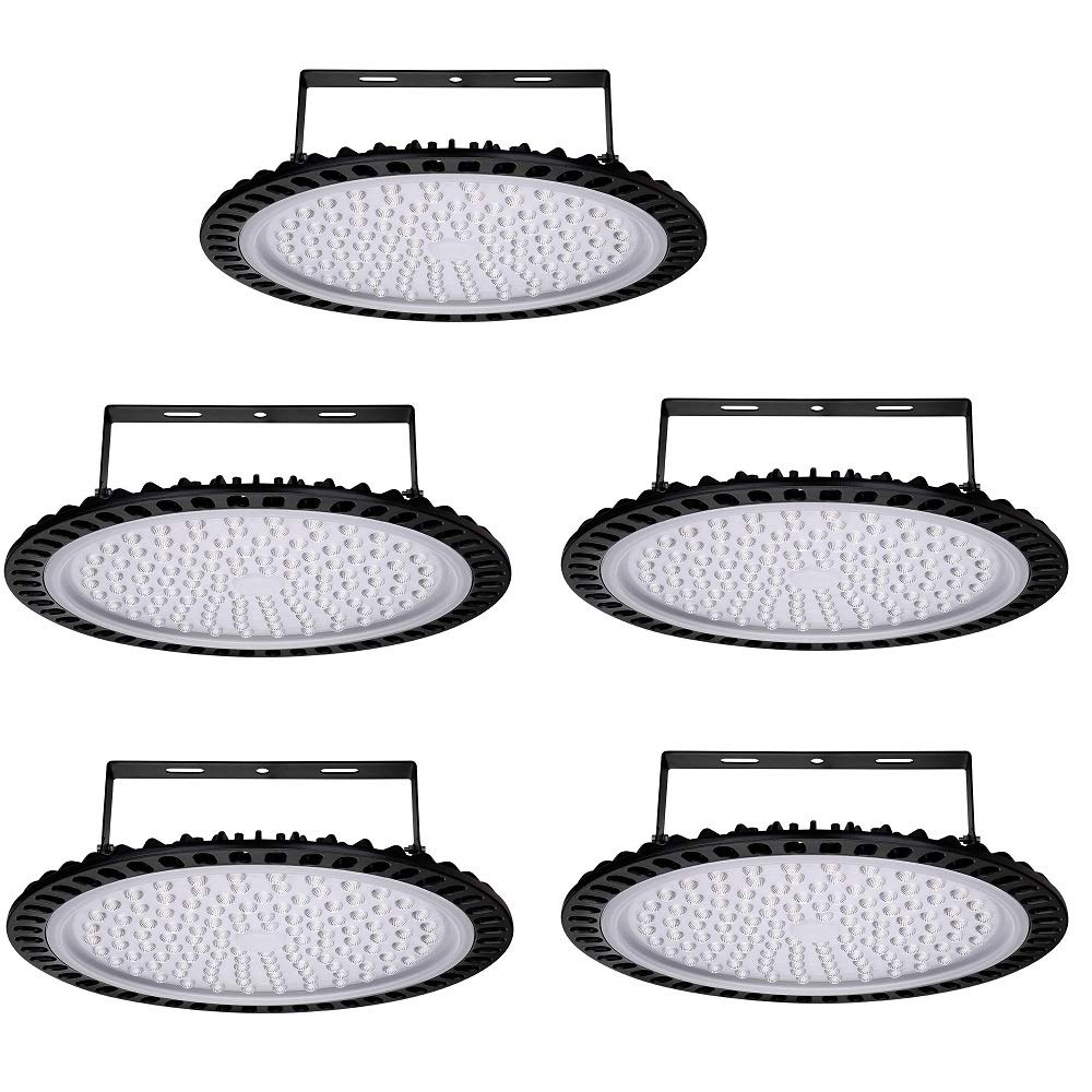 Viugreum 5 PACK 500W UFO LED High Bay Light 50000LM 6500K Daylight White LED Warehouse Lighting IP65 Waterproof