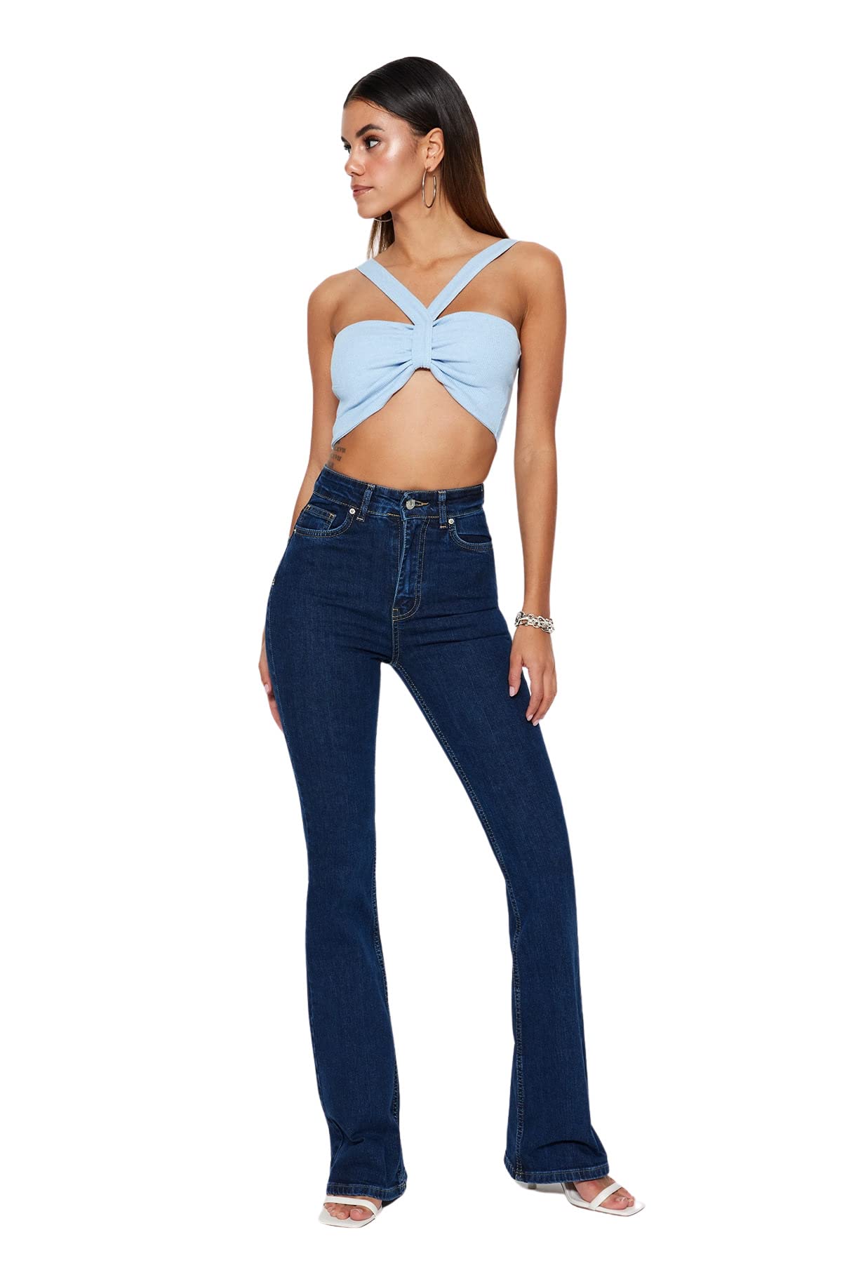 Trendyol Jean Évasé Taille Haute pour Femme Pantalons