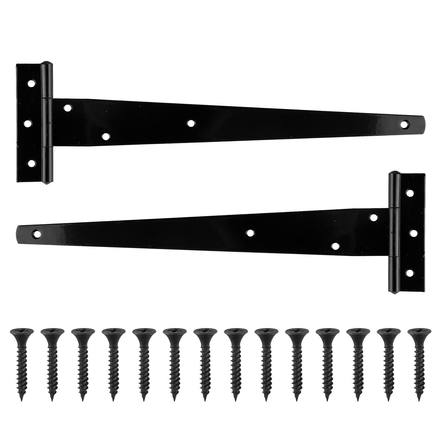Tabanzhe 2 Pack Heavy Duty T Hinges,12" (300mm) Black Gate Hinges,Rustproof Metal Tee Hinges for Wooden Gates Garden Shed Doors Barn Doors