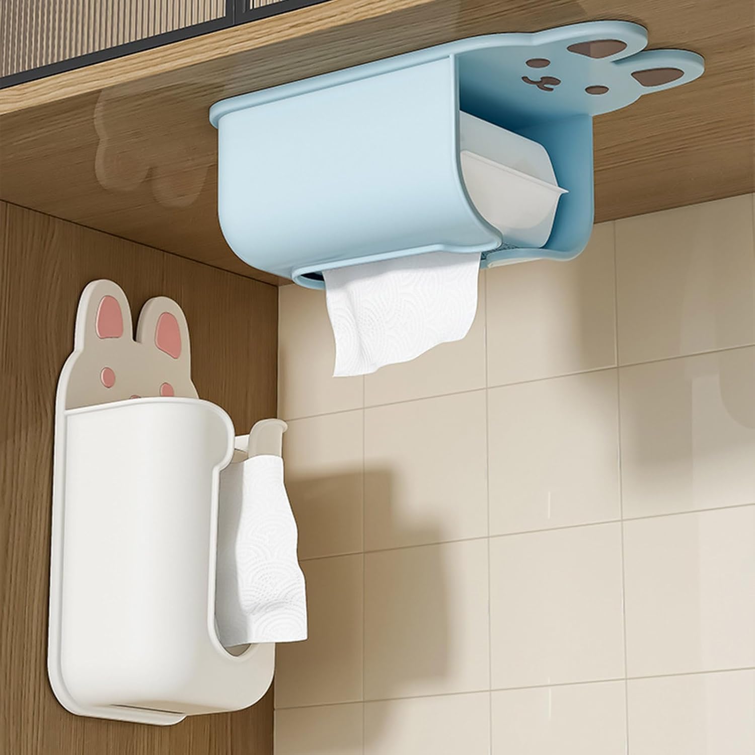 Self-Adhesive Wall-Mounted Tissue Holder for Living Room, Bedroom, Kitchen & Bathroom - Cartoon Design, Multi Color, Space-Saving Napkin Rack & Tissue Paper Container 2