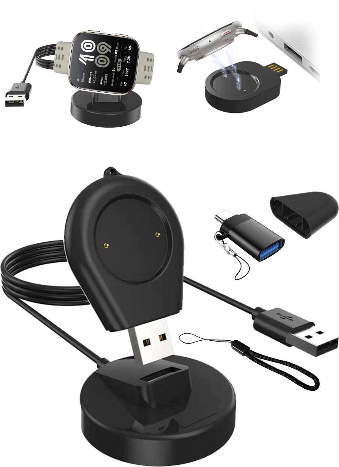ZORBES Charger for Amazfit Smart Watch 2 in 1 USB Wireless Charger with Charging Dock for