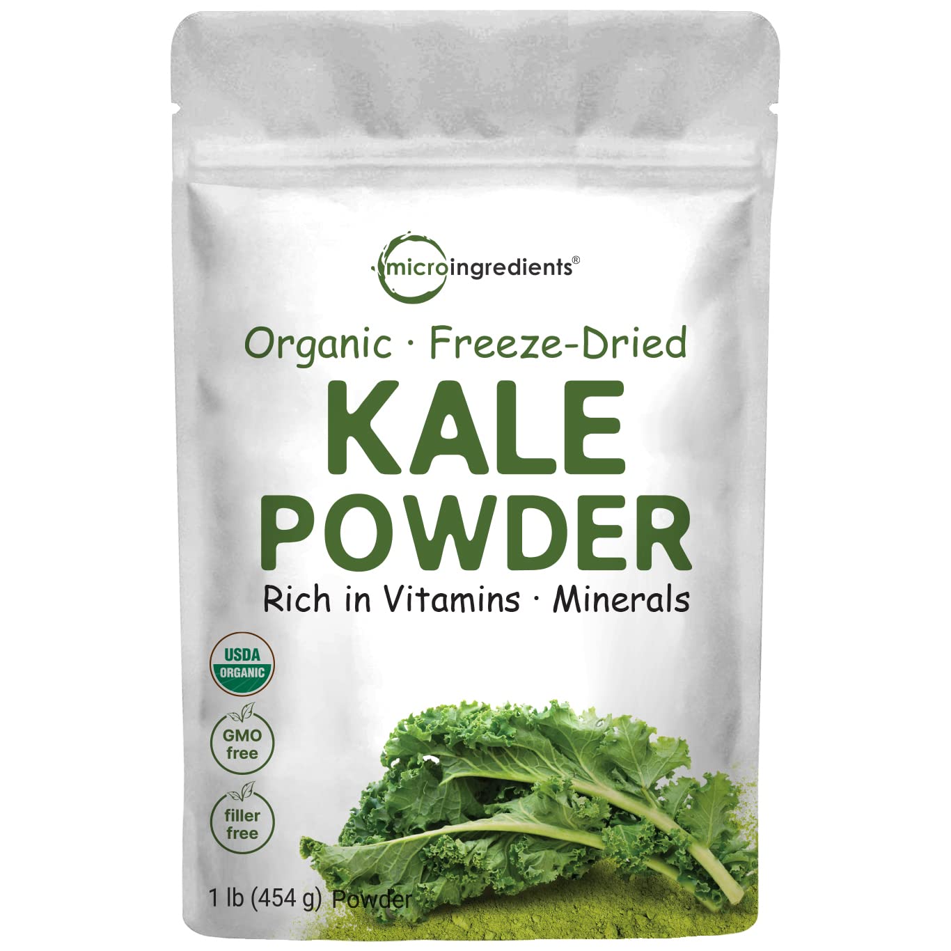 Sustainably US Grown, Kale Powder Organic, 1 Pound (454 Servings), Freeze Dried