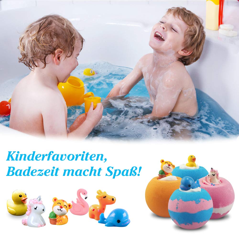Bombe de Bain, Boules Effervescentes Avec Jouet, Boule de Bain Enfant, Boule de Bain Enfant Effervescent, Bombe de Bain Coffret Bain, Anniversaire Noël Halloween Cadeaux pour Filles, Garçons