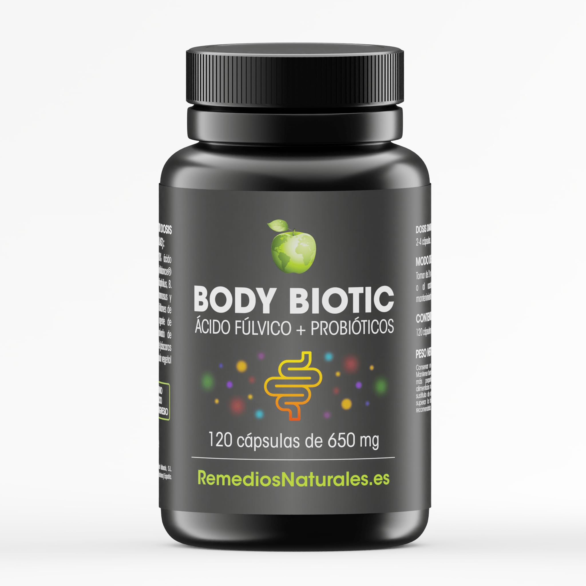 Probióticos y Prebióticos con Ácido Fúlvico - Fórmula Única Para Reparar y Mejorar la Flora Intestinal - 120 cápsulas de 650mg