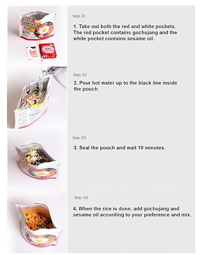 Miniatura 4 de Minecook Kimchi Bibimbap Meals listo para comer, 2 paquetes de tazón de arroz mixto coreano Bibimbap de 3.53 oz, 2 paquetes (3.53 oz*2) 335 Kcal